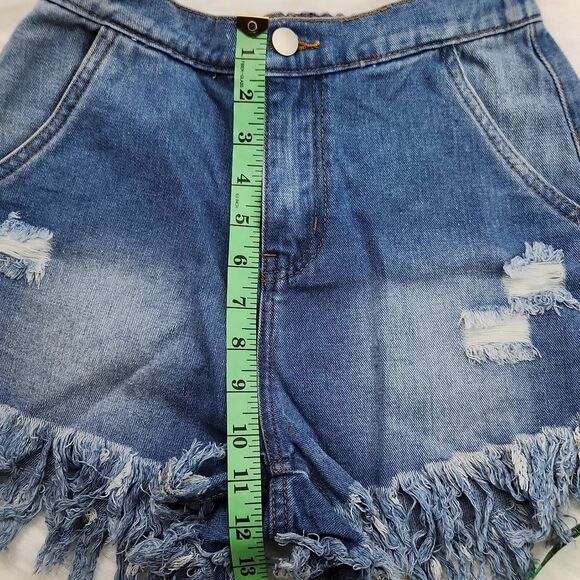 Hayden Women’s Blue High Waist Distressed Cotton Shorts Size Small - Picture 7 of 8